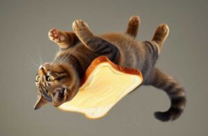 Buttered Cat ParadoxCat with Slice of Buttered Bread on back - Spinning Rapidly - Levitating in mid-air !